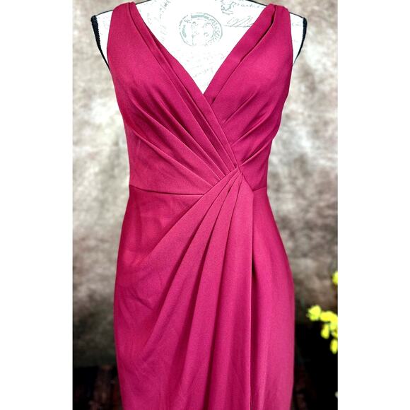 Jenny Packham V-Neck Crepe Column Gown - Burgundy - size 4 - Picture 8 of 16